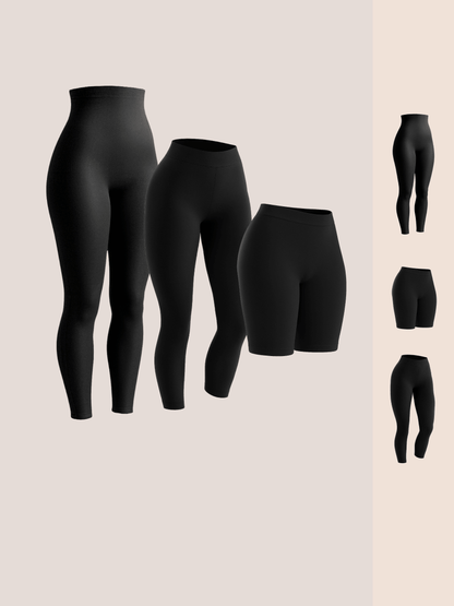 Bundle Shapermint - 1 High Waisted Shaping Leggings + 1 Capri + 1 Bikeshort