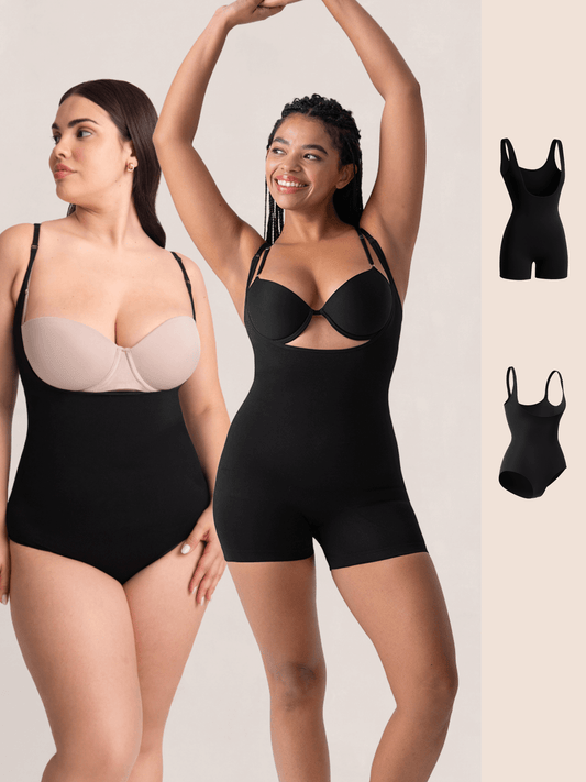 Bundle Shapermint - 1 Open-Bust Shaper Bodysuit Shaper Short + 1 Open-Bust Bodysuit Shaper Panty