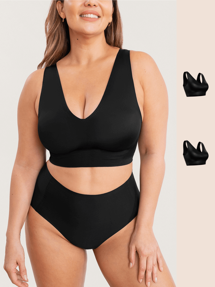 Truekind® 2-Pack Everyday Comfort V-Neck Bralette