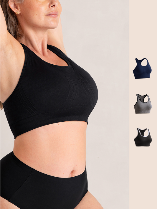 Truekind® 3-Pack Seamless Racerback Sports Bra