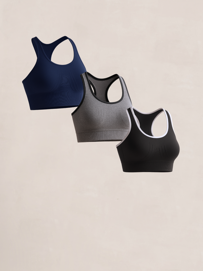 Truekind® 3-Pack Seamless Racerback Sports Bra