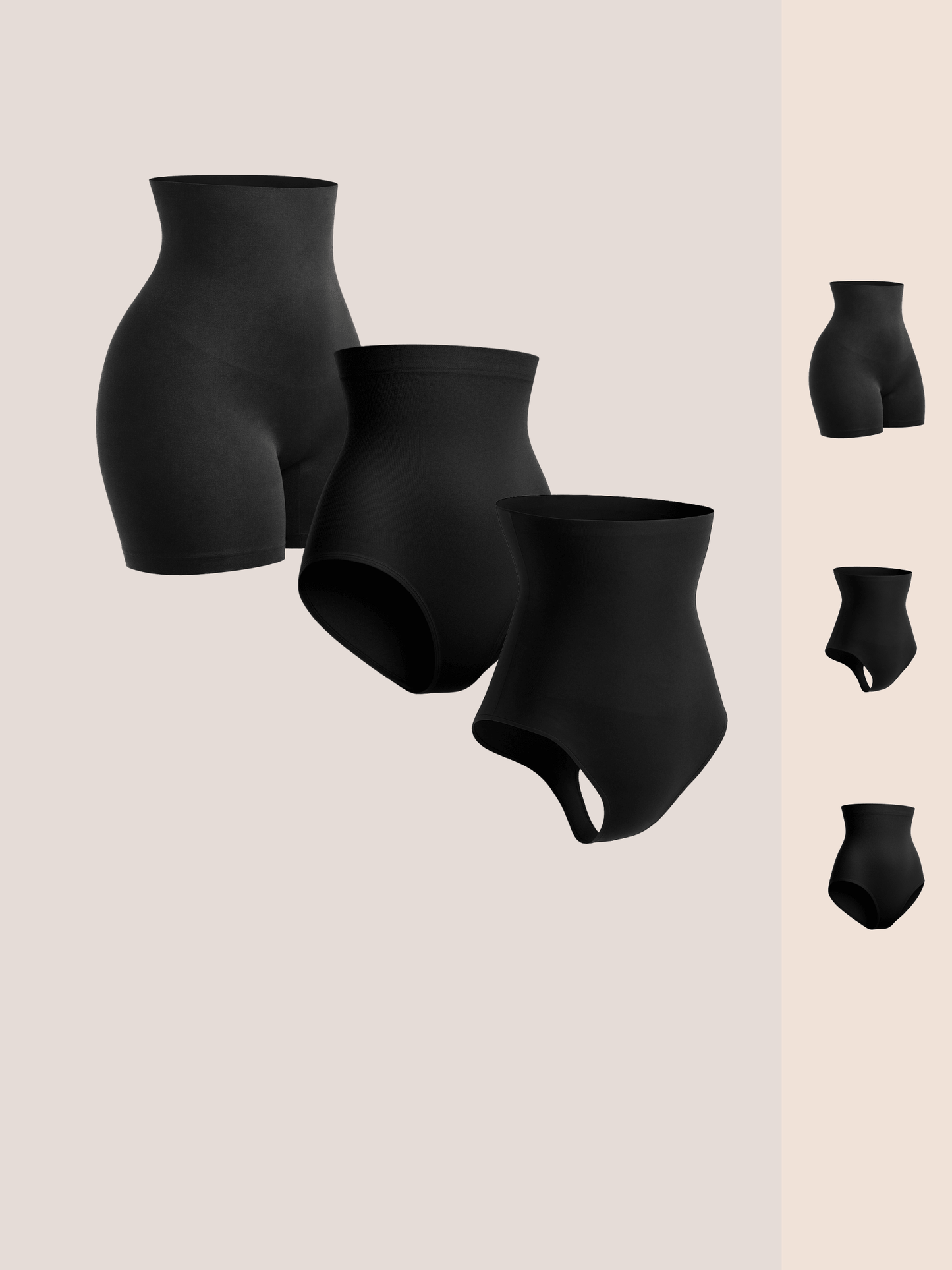 Bundle Shapermint - 1 High Waisted Shaper Thong + 1 High Waisted Shaper Boyshort + 1 High Waisted Shaping Panty