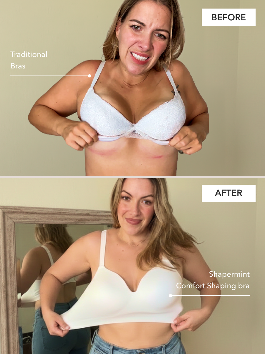Before and After push up bra Supportive Comfort Wireless Shaping Bra