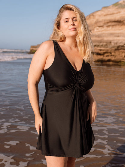 Shapermint Swim Knot-Front Swim Dress