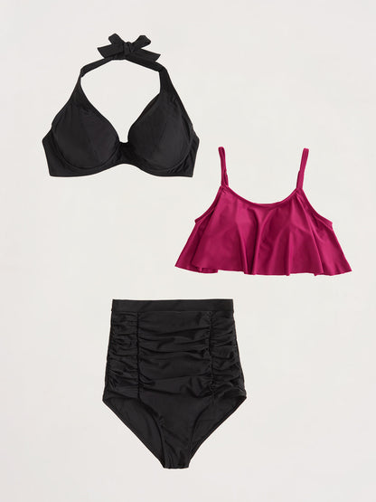 Bundle Shapermint - 1 Halter Bikini Top + 1 Ruffled Bikini Top + 1 Bikini Bottom
