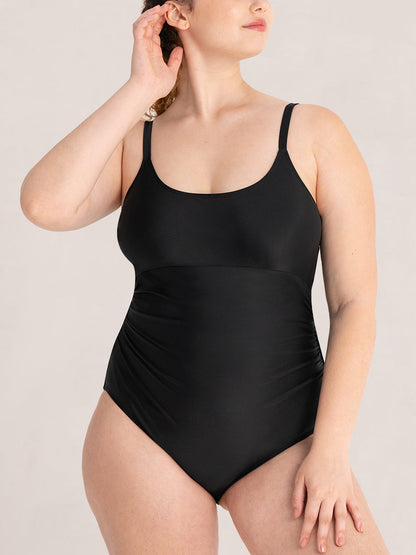 Shapermint Tie Belt One-Piece Swimsuit