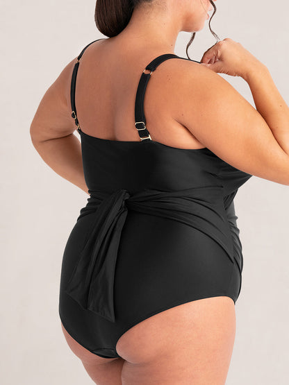 Shapermint Tie Belt One-Piece Swimsuit